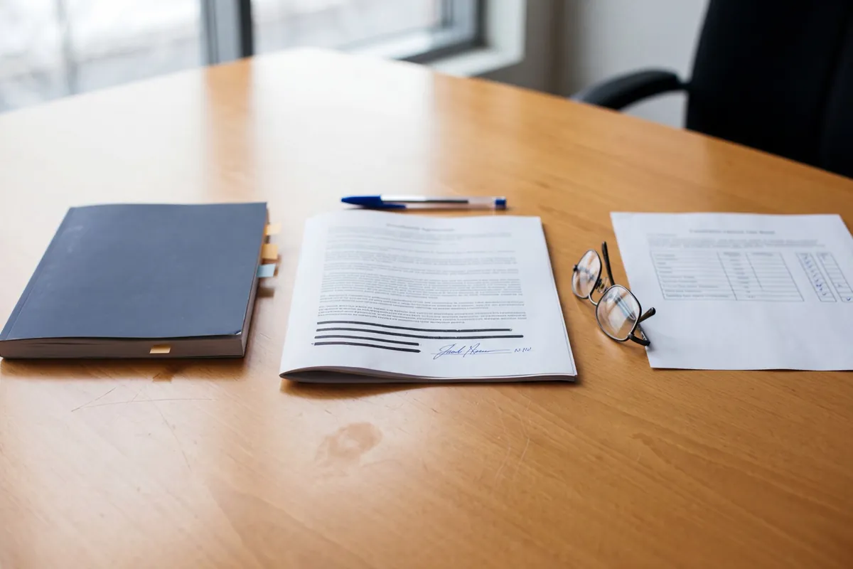 A school catalog, an enrollment agreement and a program fact sheet laid side by side for review
