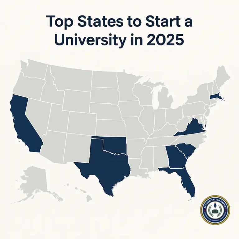 Map showing the best states to open a university in the U.S. in 2025