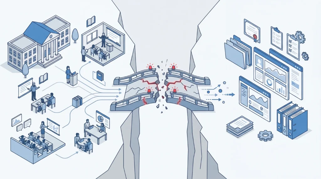 Accreditation compliance gap between institutional operations and documentation
