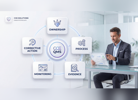 COE Quality Management System framework showing ownership, process, evidence, monitoring, and corrective action in accreditation compliance